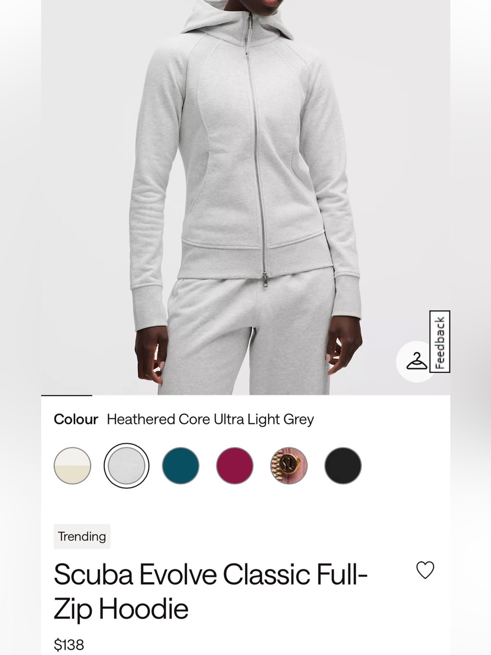 Lululemon grey scuba evolve zip up